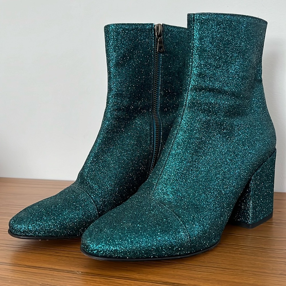 Dries Van Noten Ikat Glitter Block Heel Bootie Boots - Picture 4 of 16